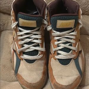 Nike Retro Brown and Cream Sneakers with Suede Overlays